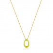 Neon Yellow Enamel Gold Twisted Pendant Necklace-1