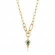 TEAL SPARKLE DROP PENDANT CHUNKY CHAIN NECKLACE