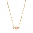 Gold Orb Rose Quartz Link Necklace