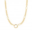 Gold Mixed Link Charm Chain Connector Necklace