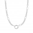 Silver Mixed Link Charm Chain Connector Necklace