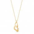 Gold Twisted Wave Drop Pendant Necklace-1