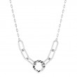 Silver Tiger Chain Charm Connector Necklace