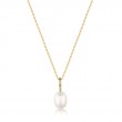 Gold Gem Pearl Drop Pendant Necklace-1