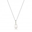Silver Gem Pearl Drop Pendant Necklace-1