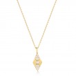 Gold Shell Pearl Geometric Pendant Necklace-1