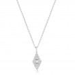 Silver Shell Pearl Geometric Pendant Necklace-1