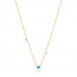 14KT GOLD TURQUOISE AND WHITE SAPPHIRE NECKLACE