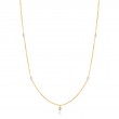 14KT GOLD PEARL AND WHITE SAPPHIRE NECKLACE