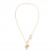 Gold Flower Power Pink Charm Extender Necklace-1