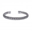 Sterling Silver Oxidized Oval Dragon Weave Bangle