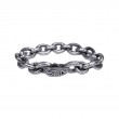 Sterling Silver Heavy Hammered Oval & Small Link bracelet-1