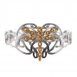 Sterling Silver Oxidized 10k Yellow Dragonfly Bangle-1