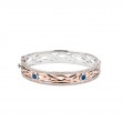 Sterling Silver Oxidized 10k Rose with White and Blue CZ Brave Heart Bangle Extra Large size