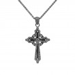 Sterling Silver Ruthenium CZ Celtic Cross