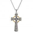 Sterling Silver Oxidized 10k Circle Cross Pendant