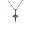 Sterling Silver Ruthenium 10k CZ Celtic Cross Small-1