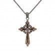 Sterling Silver Ruthenium 10k CZ Celtic Cross