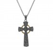 Sterling Silver Ruthenium 10k Circle Cross Large Pendant