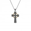 Sterling Silver Ruthenium 10k Circle Cross Small Pendant-1