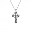 Sterling Silver Oxidized 10k Circle Cross Small Pendant