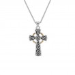 Sterling Silver Oxidized 10k Circle Cross Small Pendant-1