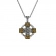 Sterling Silver Oxidized +10k White Topaz Celtic Wheel Cross-1