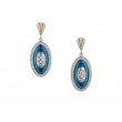 Sterling Silver 10k Sky Blue Enamel and White CZ Path Of Life Earrings