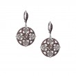 Sterling Silver Rhodium CZ Night & Day Round Leverback Earrings-1