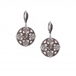 Sterling Silver Rhodium CZ Night & Day Round Leverback Earrings