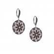 Sterling Silver Rhodium  CZ Night & Day Round Leverback Earrings-1