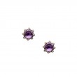 Sterling Silver Rhodium Amethyst  & CZ Celestial Stud Earrings