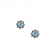 Sterling Silver Rhodium Sky Blue Topaz & CZ Celestial Stud Earrings