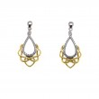 Sterling Silver Rhodium 10k Yellow CZ Love's Chalice Post Earrings-1