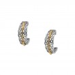 Sterling Silver Rhodium 10k Yellow CZ Half Creole Bridge Earrings