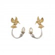10k Yellow Hummingbird Stud with Sterling Silver Rhodium 10k White Topaz Earring Jacket-1