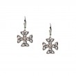 Sterling Silver 10k CZ Cross Leverback Earrings