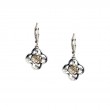 Sterling Silver 10k CZ Forget-Me-Not Leverback Drop Earrings