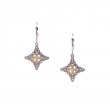 Sterling Silver 10k CZ Celestial Cross Leverback Earrings