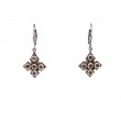 Sterling Silver Ruthenium 10k Blue Topaz Celtic Cross Leverback Earrings-1
