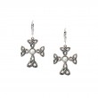 Sterling Silver 10k Fresh Water Pearl Aphrodite Cross Leverback Earrings..-1