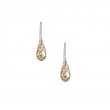 Sterling Silver 22k Gilded Teardrop Trinity Hook Earrings