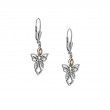 Sterling Silver 10k Guardian Angel CZ Earrings-1