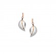 Sterling Silver 10k Rose Trinity Leaf White Sapphire Earrings