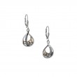 Sterling Silver 10k White Sapphire Trinity Teardrop Earrings