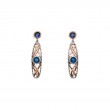 Sterling Silver 10k Rose with Blue CZ Brave Heart Earrings
