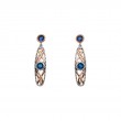 Sterling Silver 10k Rose with Blue CZ Brave Heart Earrings-1