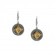 Sterling Silver 14k Gilded Medallion Shield Leverback Earrings