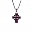 Sterling Silver Ruby .2ctw Black Rhodium Cross Pendant