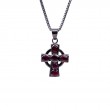 Sterling Silver Ruby .2ctw Black Rhodium Cross Pendant-1